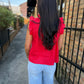 Heidi Linen Top- Red