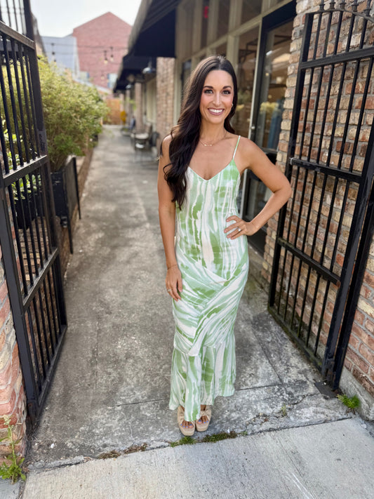 Tropical Storm Slip Dress- Green