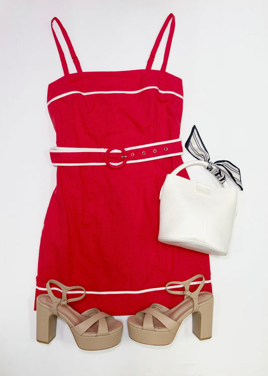 Saffron Muse Mini Dress- Red