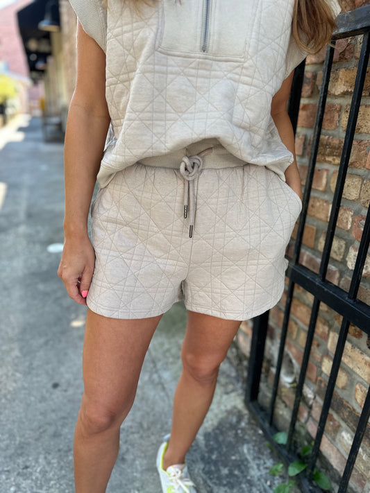 Georgia Textured Shorts- Taupe