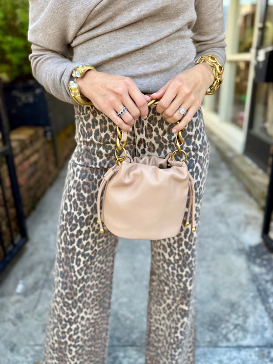 Shandie Faux Leather Bag- Beige