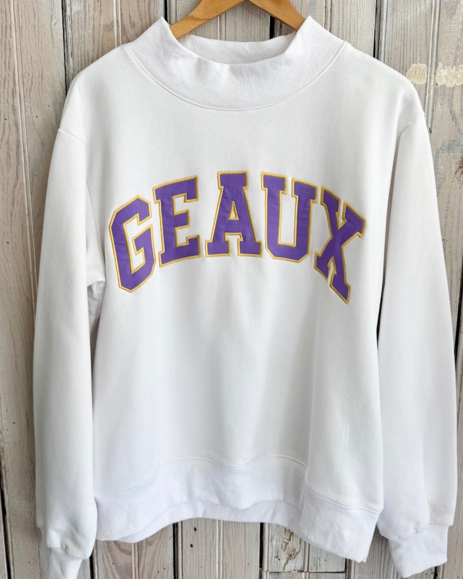 Geaux Varsity Sweatshirt- White