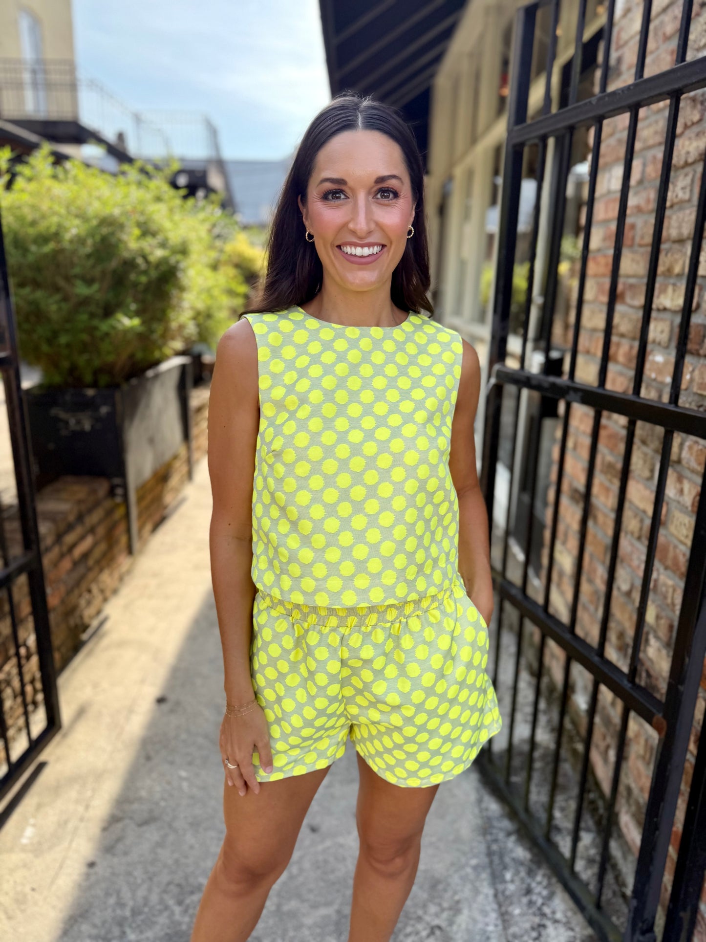 Dotty Polka Dot Top-Lemon