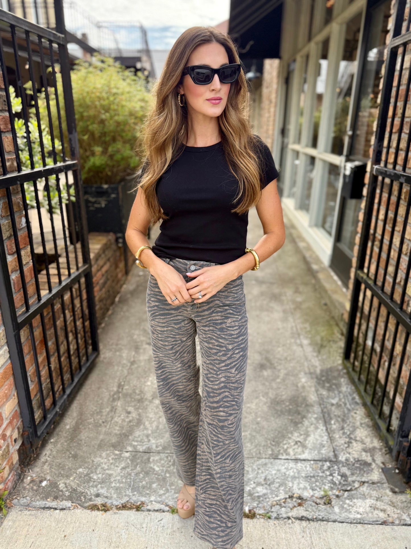 Logan Midrise Dad Denim- Tiger Print