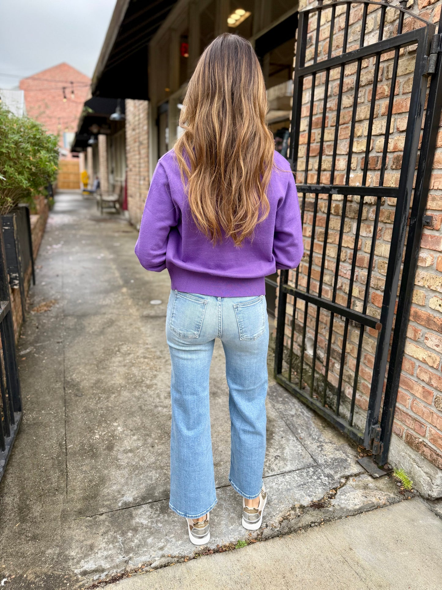 LSU Classic Sequin Sweater- Purple