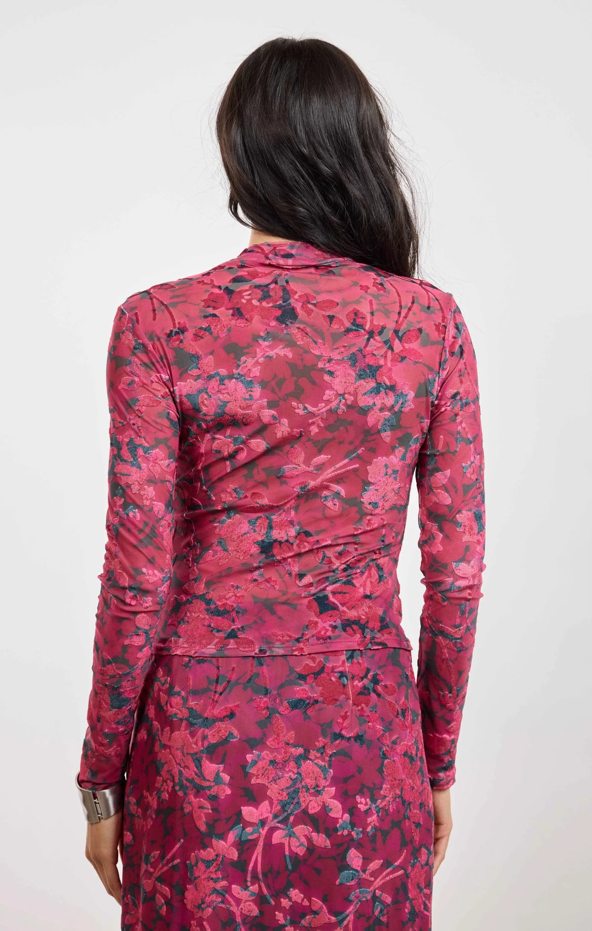 Velvet Rebellion Mock Neck- Fuchsia
