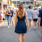 Burg Pleated Mini Dress- Navy