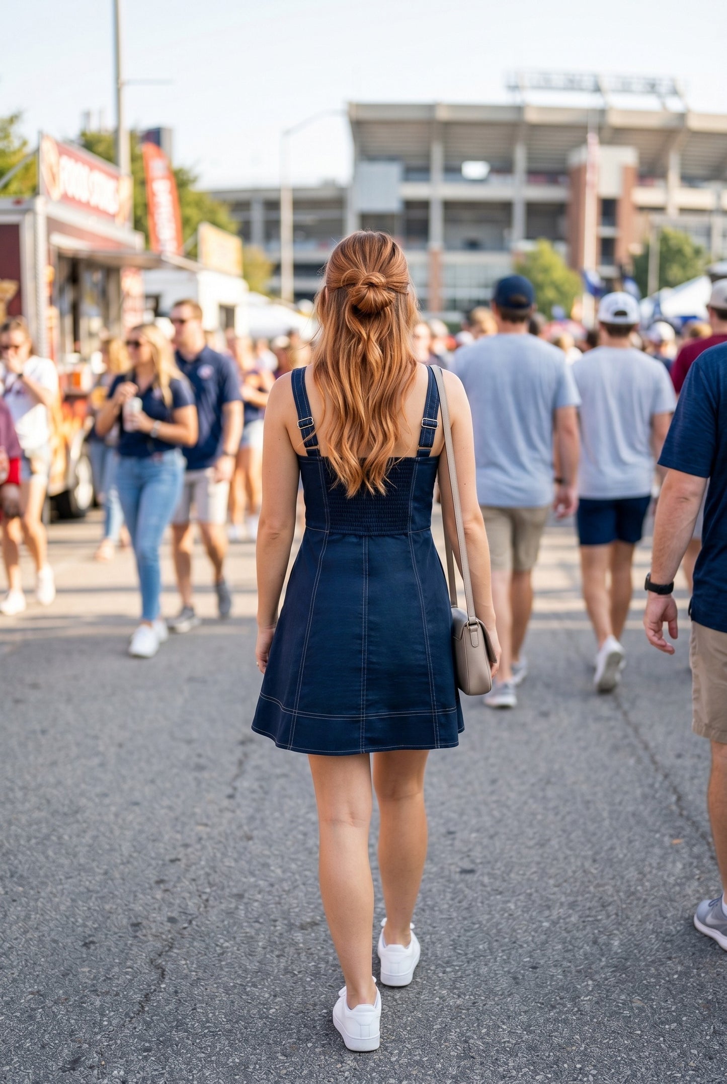Burg Pleated Mini Dress- Navy