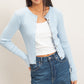 Cedar Cable Knit Cardigan- Ice Blue