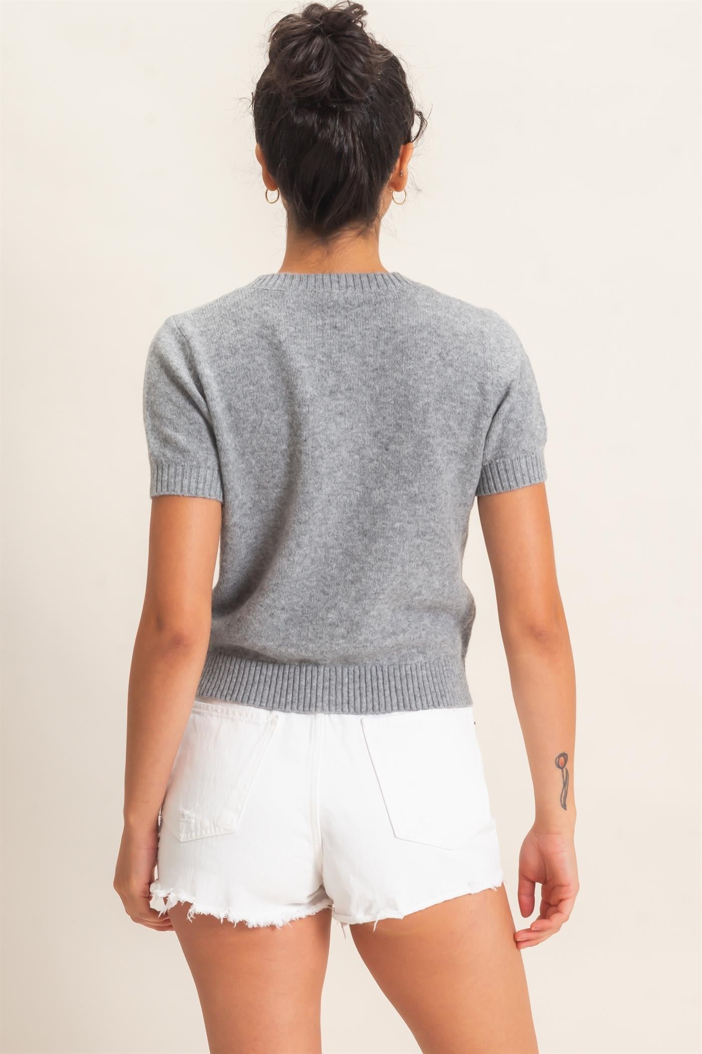 Angelette Cardigan Top- Heather Gray