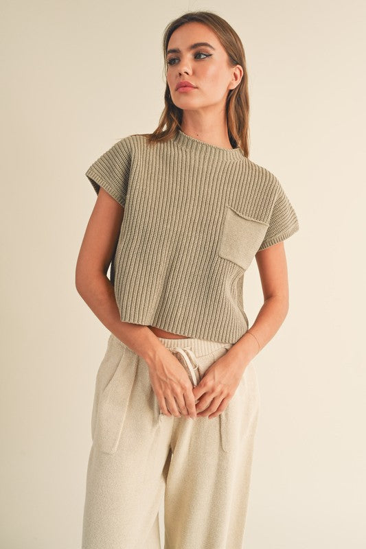 Banks Sweater Vest Top- Olive