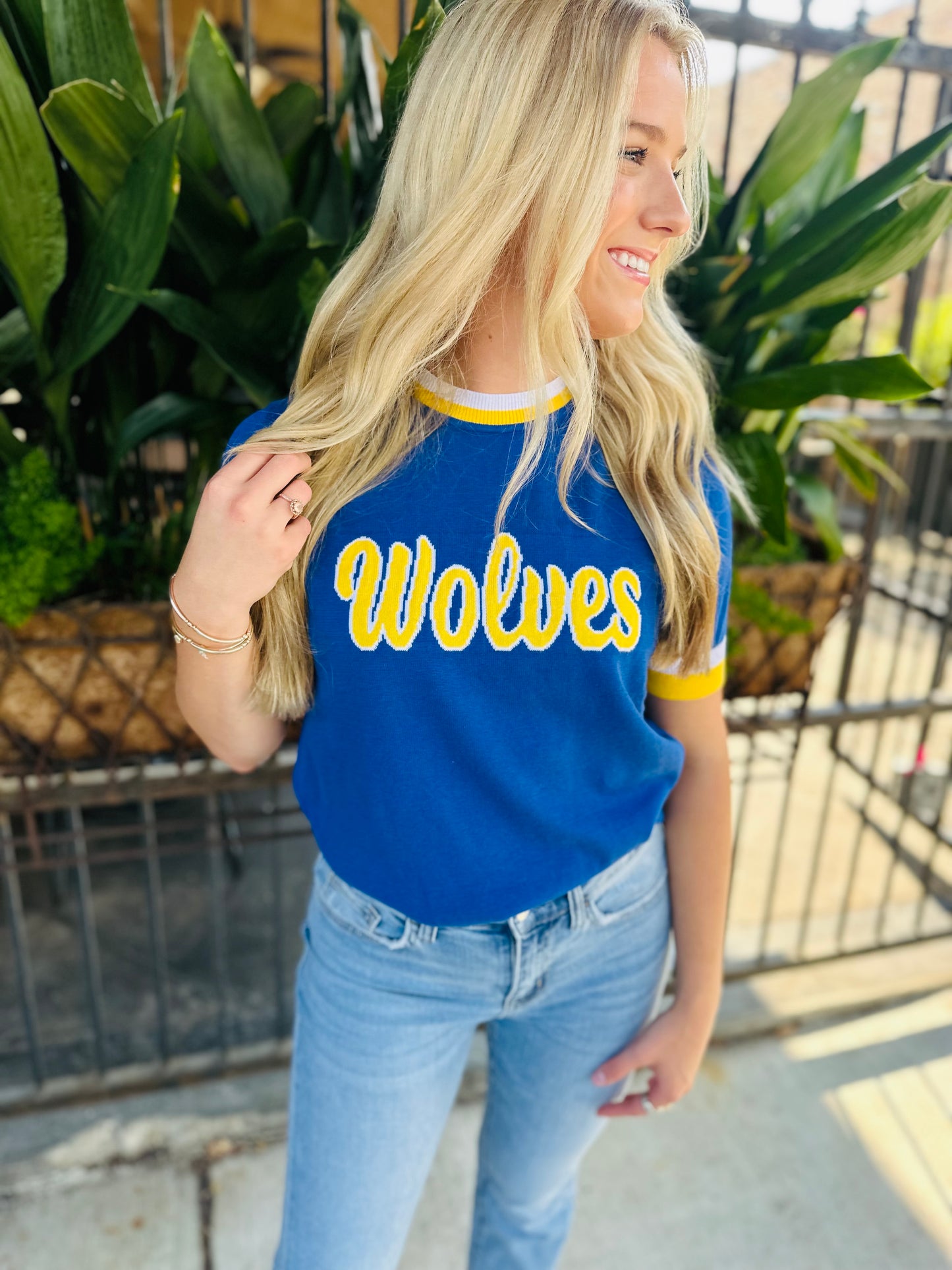 Wolves Varsity Sweater Top- Blue