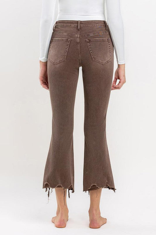 Potting (Bella) HR Cropped Flare Denim- Brown