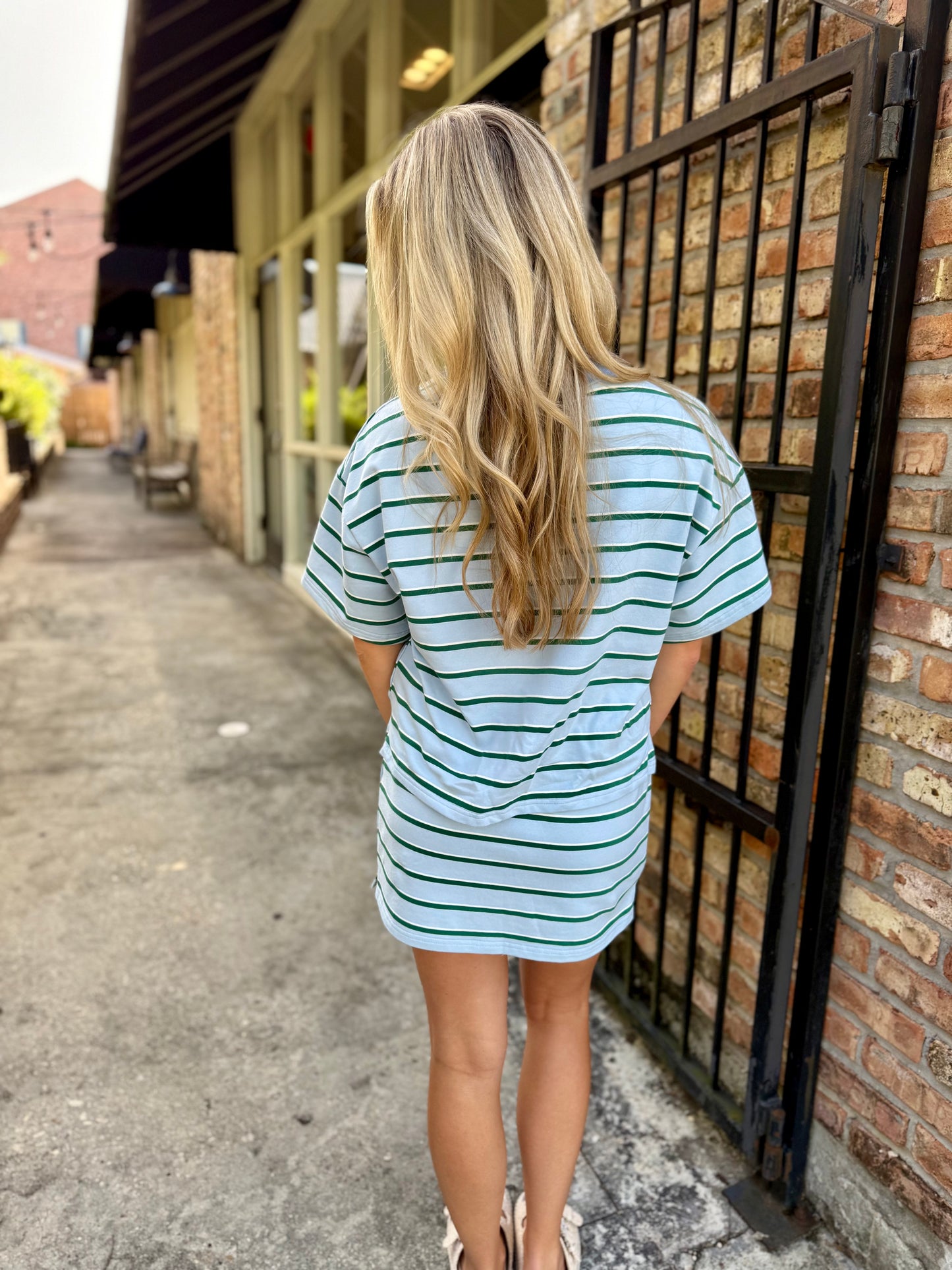 Teva Striped Skort- Baby Blue/Green