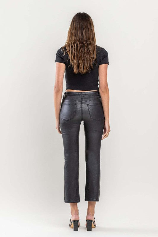 Jet (Bella) Coated HR Cropped Flare- Black