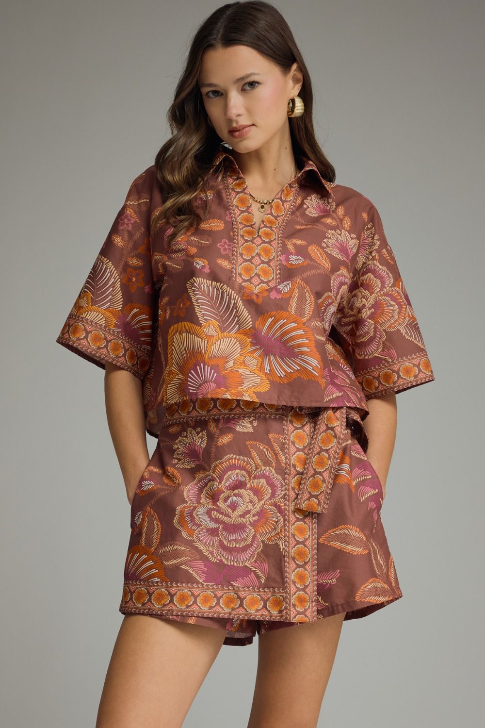 Izzy Botanical Top- Terra Cotta