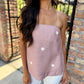 Polka Dot Strapless Top- Mocha