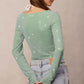 Embellished LS Mesh Top- Green