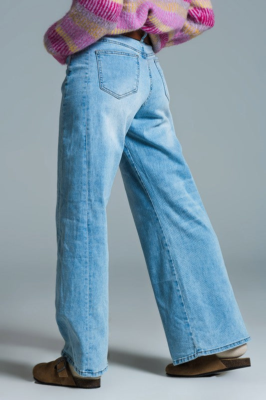 Raven Mom Wide Leg Denim- Light Wash