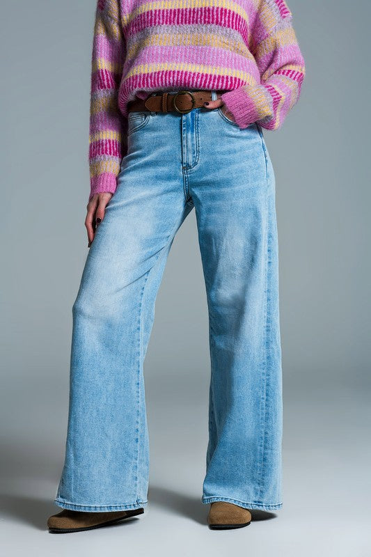 Raven Mom Wide Leg Denim- Light Wash