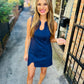 Puzzle Suede Mini Dress- Navy