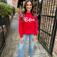 Believe Crown Sweater- Red/White