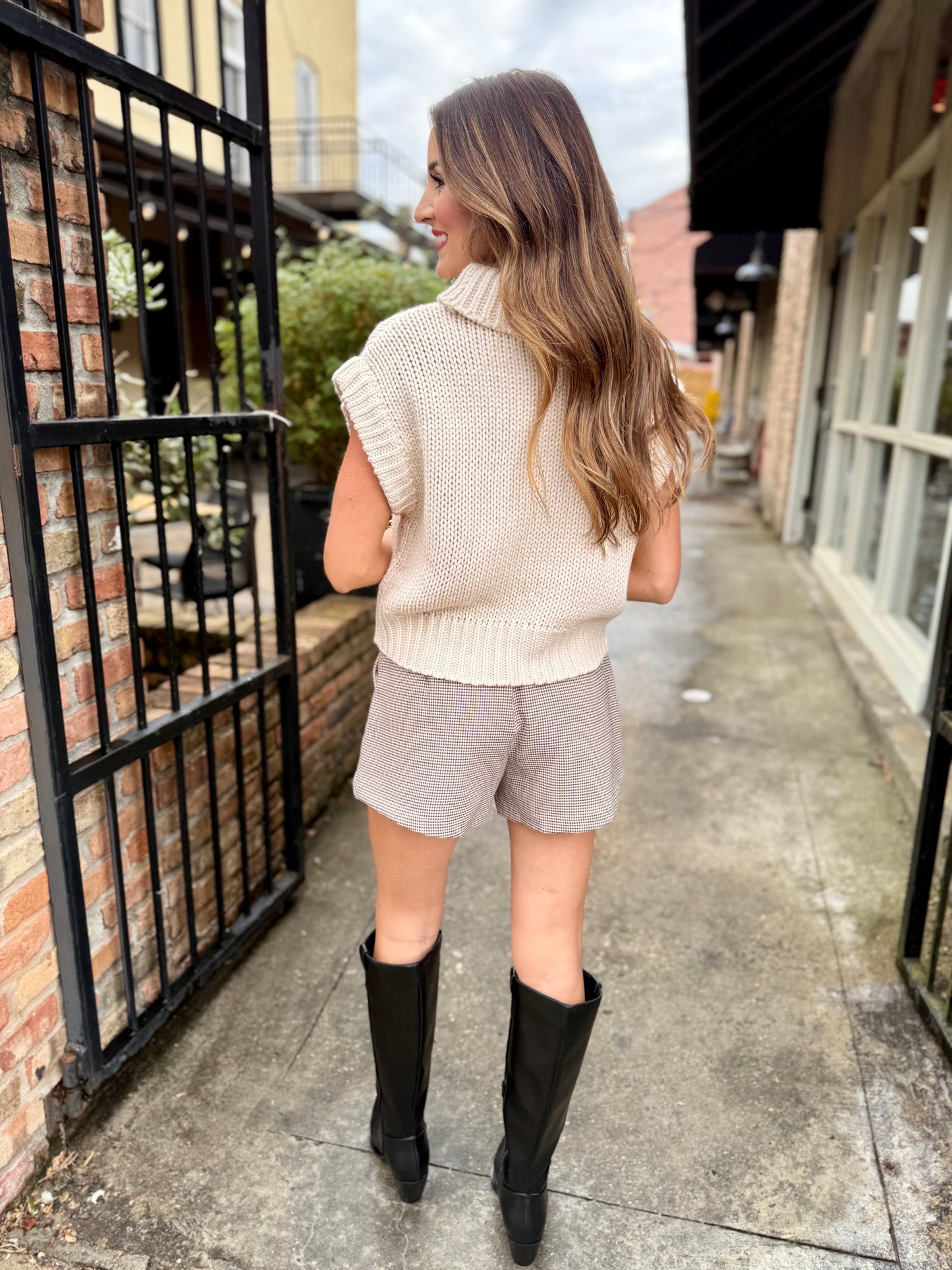 Turtleneck Sweater Tank- Ecru