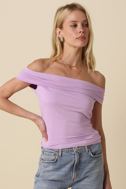 Leslie Off Shoulder Top- Lavender