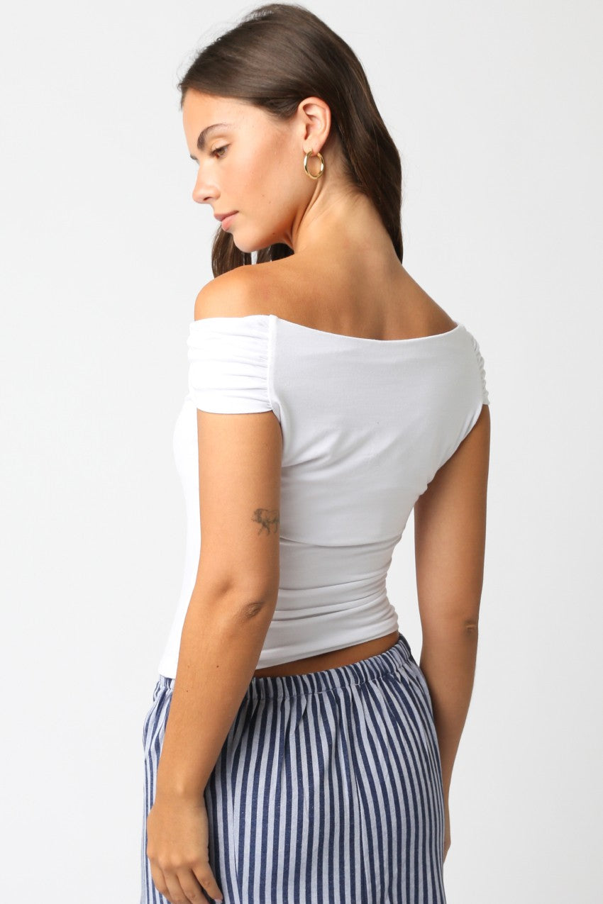 Leslie Off Shoulder Top- White
