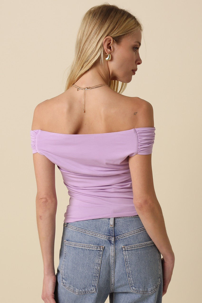 Leslie Off Shoulder Top- Lavender
