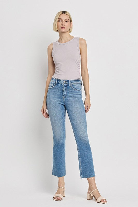 Reptar (Bella) HR Cropped Flare Denim- Blue