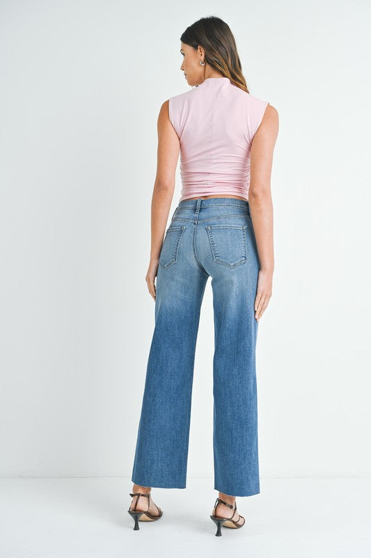 Colette Slim Palazzo w/Scissor Cut- Med Denim