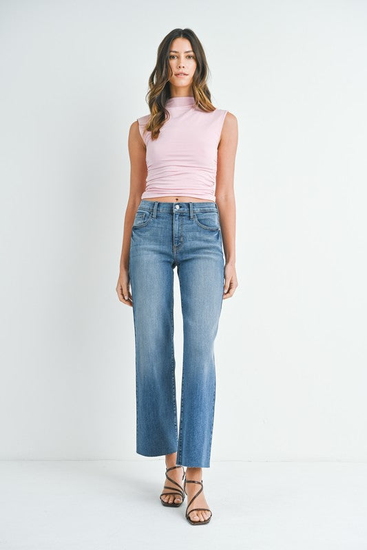 Colette Slim Palazzo w/Scissor Cut- Med Denim