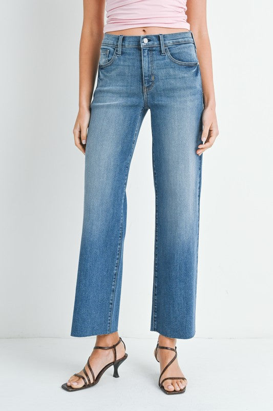 Colette Slim Palazzo w/Scissor Cut- Med Denim