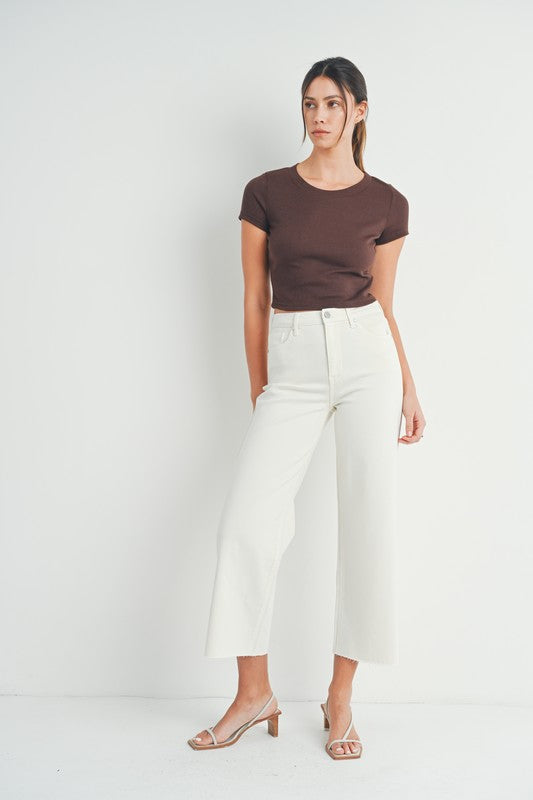 Sloane Scissor Cut Wide Leg- Vanilla Bean