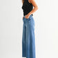 Sloane Scissor Cut Wide Leg- Med Denim