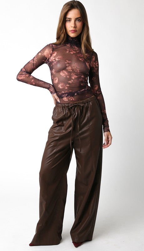 Elizabeth Mesh Top- Brown/Cream