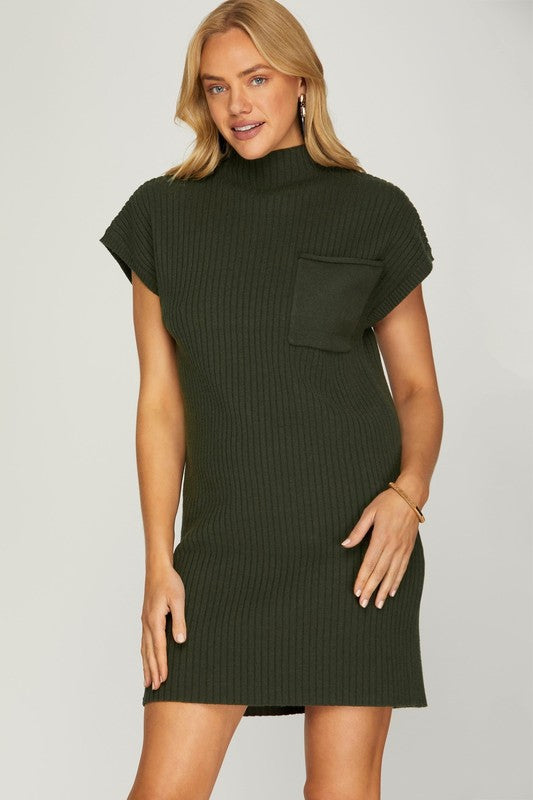 Bankman Sweater Dress- Olive