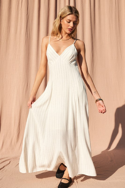 Samantha Linen Maxi Dress- Ivory