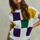 Cleopatra Checkered Sweater Top- Ivory