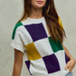 Cleopatra Checkered Sweater Top- Ivory