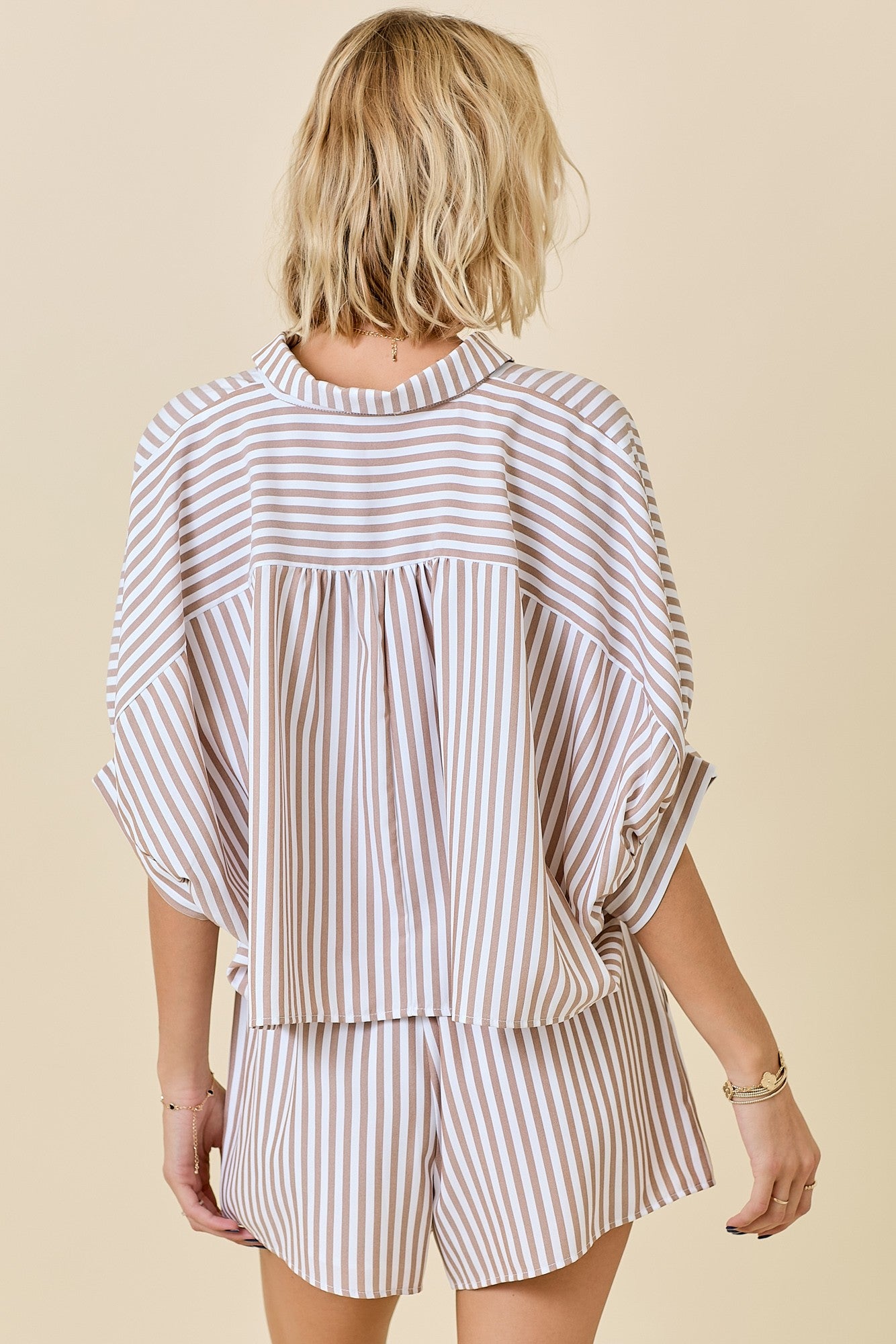 Ferrara Striped 2 PC SET- Mocha/White