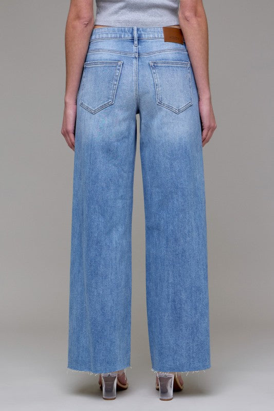 Nori Midrise Wide Leg Denim- Med Light