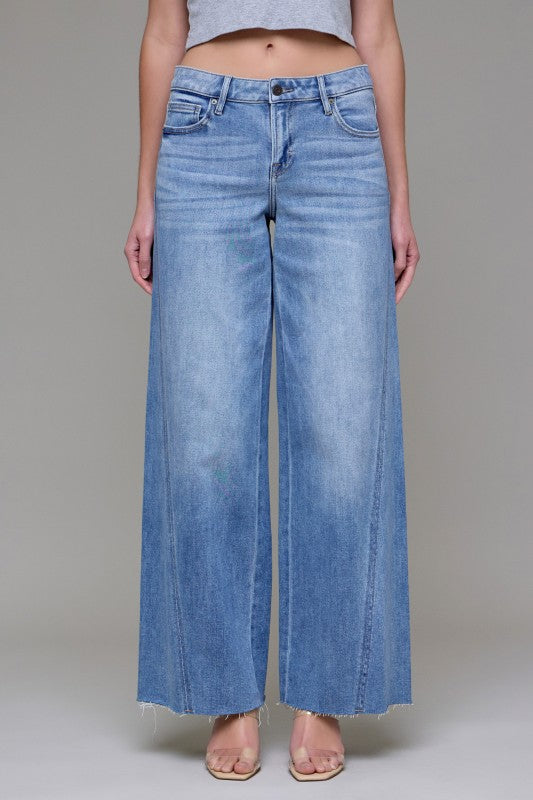 Nori Midrise Wide Leg Denim- Med Light