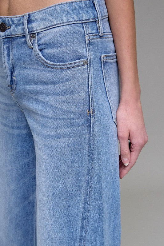 Nori Midrise Wide Leg Denim- Med Light