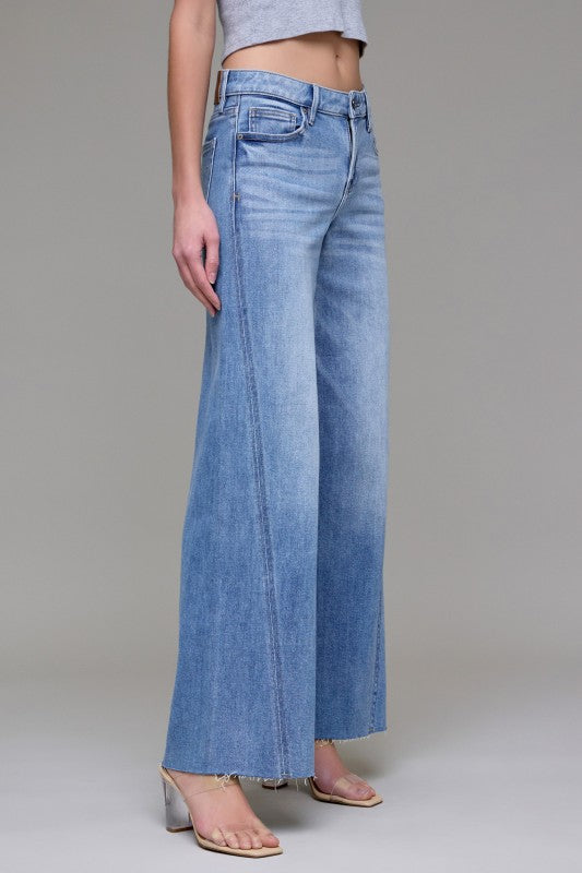 Nori Midrise Wide Leg Denim- Med Light