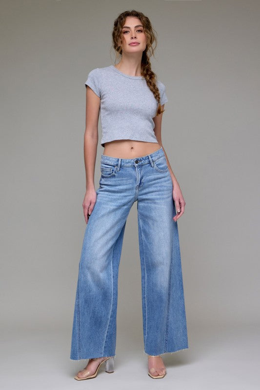 Nori Midrise Wide Leg Denim- Med Light