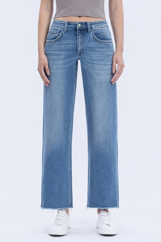 Kendall (Evening Star) HR Ankle Dad Jeans- Med Wash