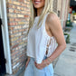 Heartland Side Tie Sleeveless Top- Cream