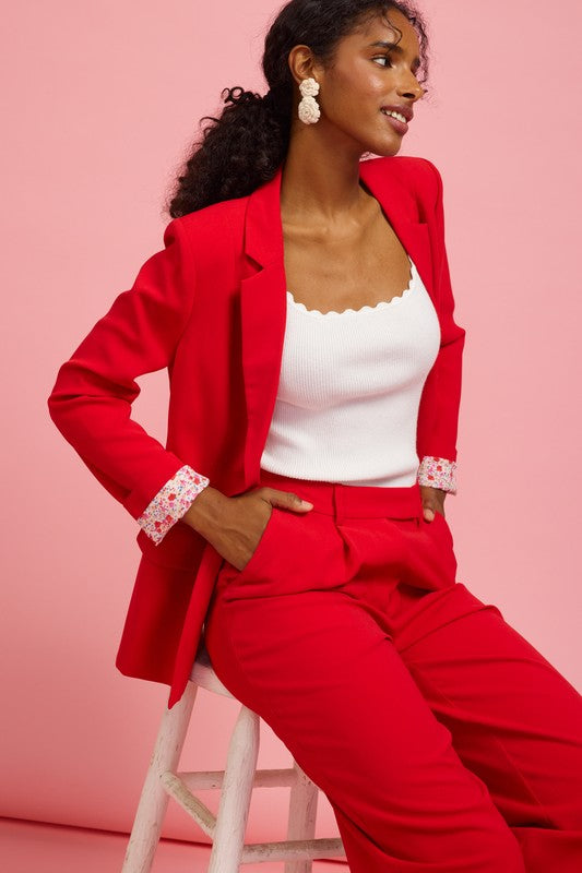 Scarlett Pocket Blazer- Red